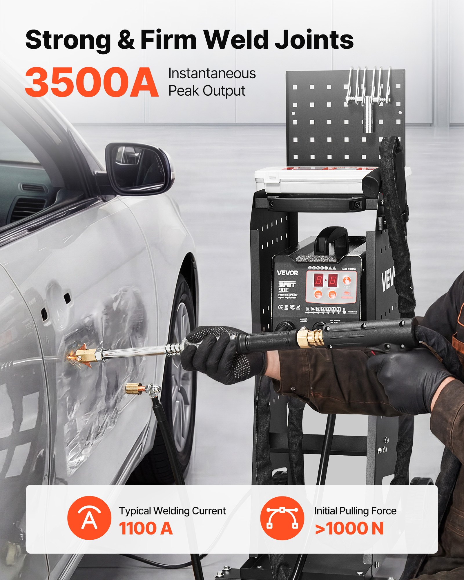 VEVOR Stud Welder Dent Repair Kit & Welding Cart, 3KW Spot Welder with 2 Welding Guns and 7 Modes, Auto Body Spot Welding Dent Repair Machine for Steel Panel Repair