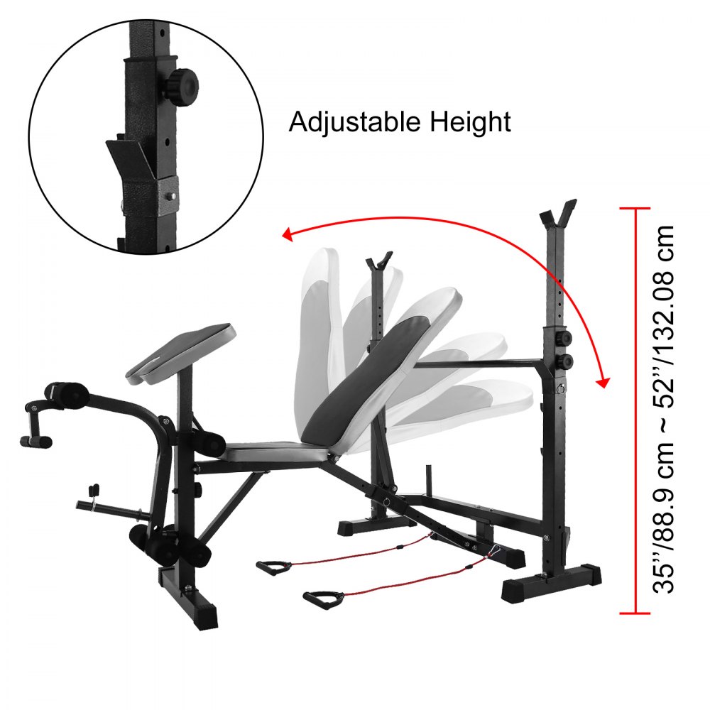 VEVOR Weight Bench 660LBS Weight Lifting Bench Weight Bench Adjustable Exercise Bench for Indoor Use Weight Bench Set with Leg Developer Workout Bench Split Type (Other)
