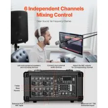 2 X 10 in Speakers PA System 800W Mixer Wireless Bluetooth Mic for DJ Party