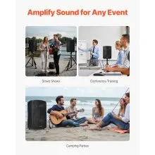 2 X 10 in Speakers PA System 800W Mixer Wireless Bluetooth Mic for DJ Party
