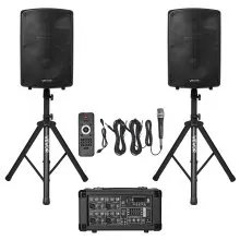 2 X 10 in Speakers PA System 800W Mixer Wireless Bluetooth Mic for DJ Party