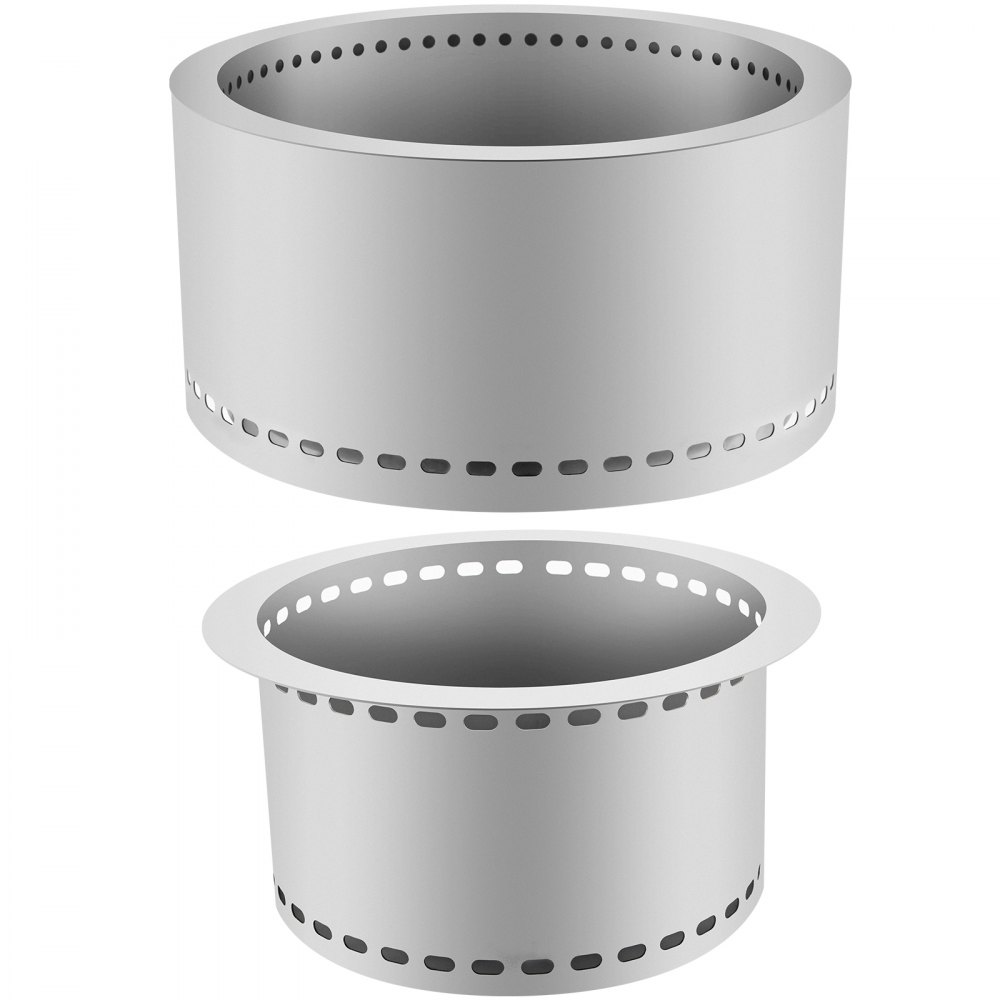 VEVOR Hoguera sin humo, estufa de acero inoxidable, hoguera grande de 20 pulgadas de diámetro para quemar madera, estufa al aire libre, hoguera, hoguera portátil sin humo para picnic, camping, patio trasero, color plateado