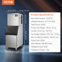 VEVOR Commercial Ice Maker, 400LBS/24H Ice Making Machine with 330.7LBS Large Storage Bin, 800W Auto Self-Cleaning Ice Maker Machine with 3.5-inch LED Panel for Bar Cafe Restaurant Business