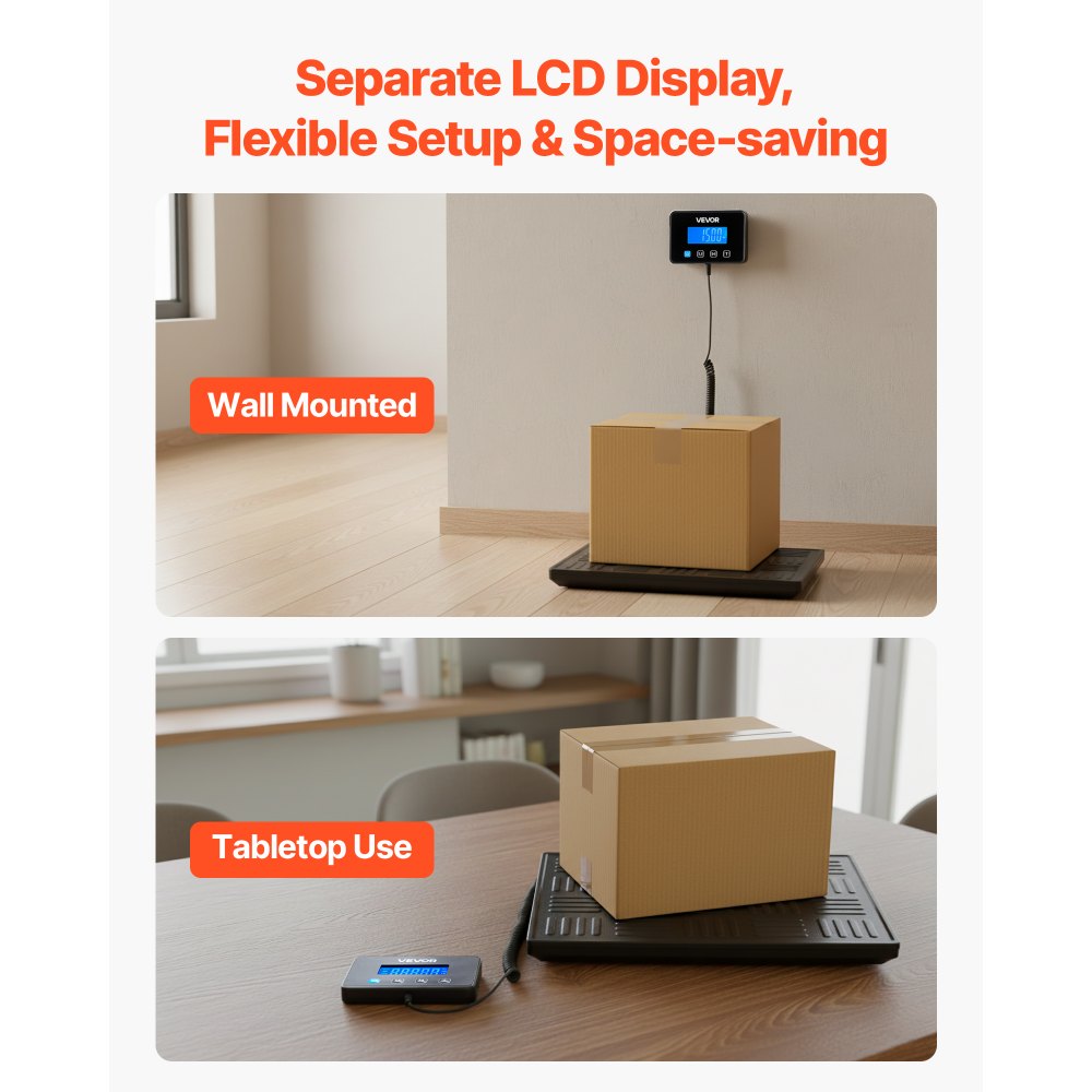 VEVOR Digital Postal Scale, 20 g/100 g Dual Accuracy, 300 kg Commercial Weight Scale with Hold/Tare Function & LCD Display, Fit for Packages, Postage, Luggage, Battery & Charging Cable Included
