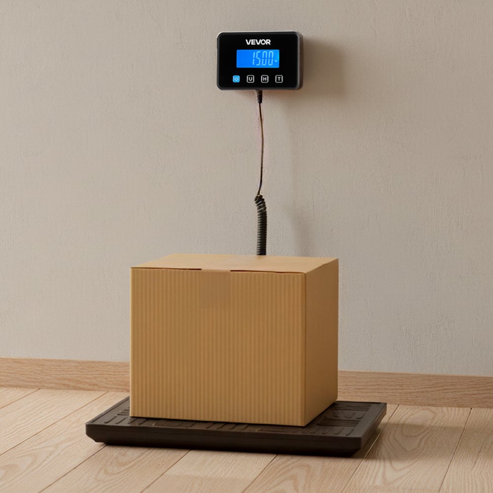 VEVOR Digital Postal Scale, 20 g/100 g Dual Accuracy, 300 kg Commercial Weight Scale with Hold/Tare Function & LCD Display, Fit for Packages, Postage, Luggage, Battery & Charging Cable Included