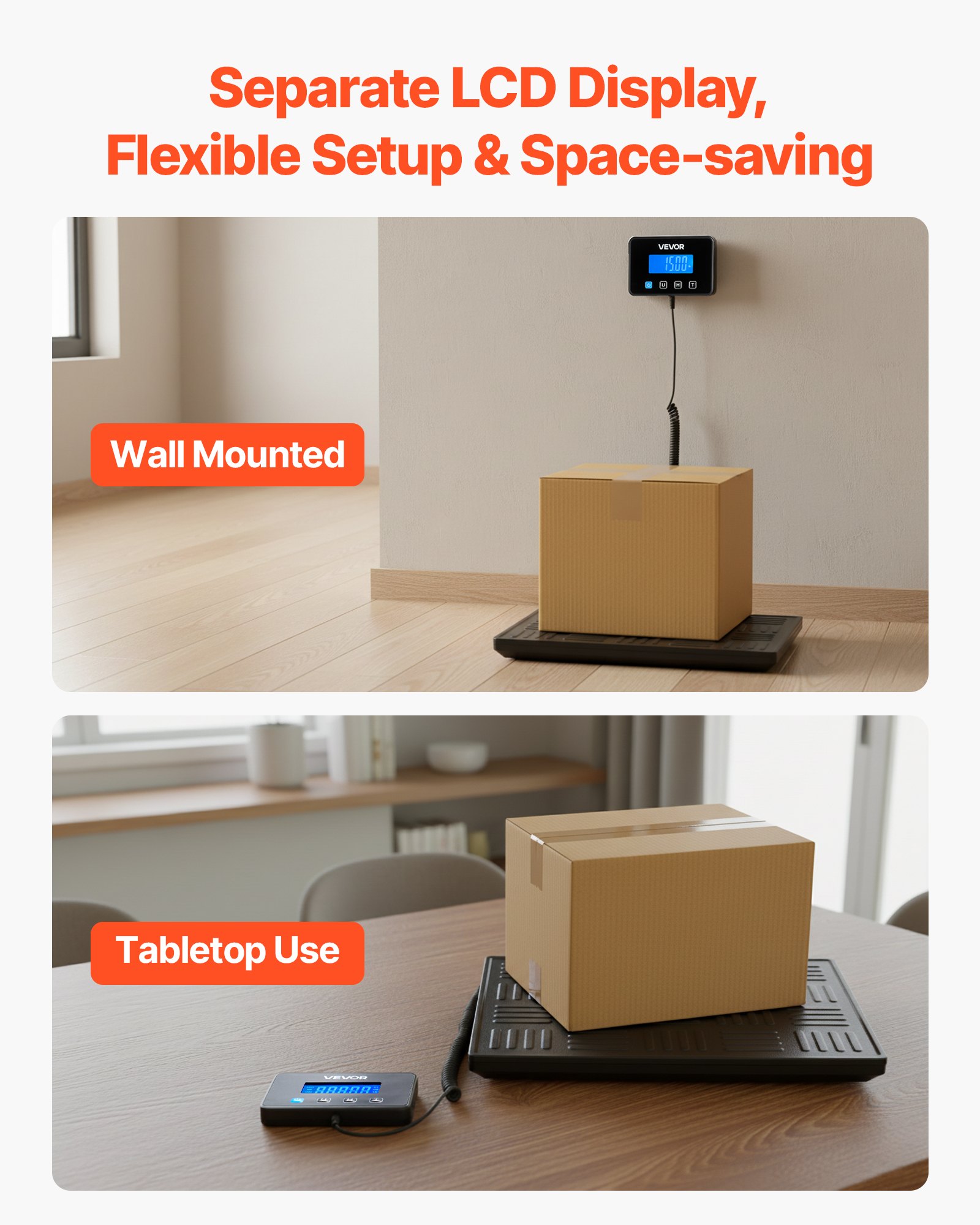 VEVOR Digital Postal Scale, 20 g/100 g Dual Accuracy, 300 kg Commercial Weight Scale with Hold/Tare Function & LCD Display, Fit for Packages, Postage, Luggage, Battery & Charging Cable Included