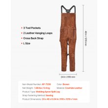 VEVOR Leather Welding Apron Split Leg Heavy Duty Flame Resistant Cowhide L-Size