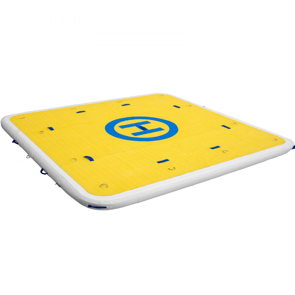 VEVOR Inflatable Dock Floating Platform, 8 x 6 ft, 3-4 Person Capacity, 6 inches Thick, Swim Dock with Hand Pump, Electric Air Pump & Storage Bag, Drop Stitch PVC Non-Slip Raft for Pool Beach Ocean