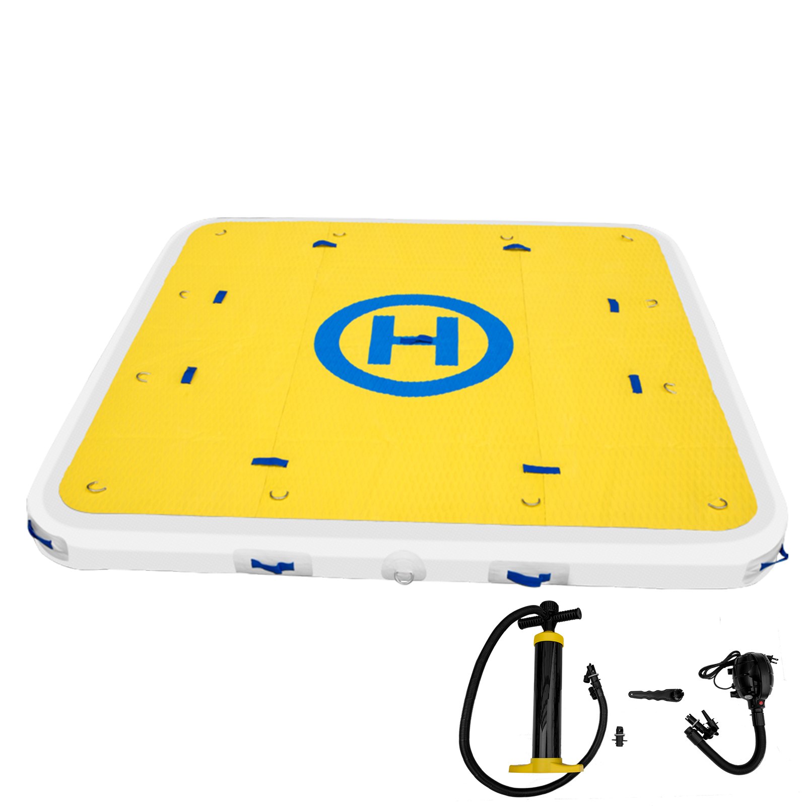 VEVOR Inflatable Dock Floating Platform, 8 x 6 ft, 3-4 Person Capacity, 6 inches Thick, Swim Dock with Hand Pump, Electric Air Pump & Storage Bag, Drop Stitch PVC Non-Slip Raft for Pool Beach Ocean