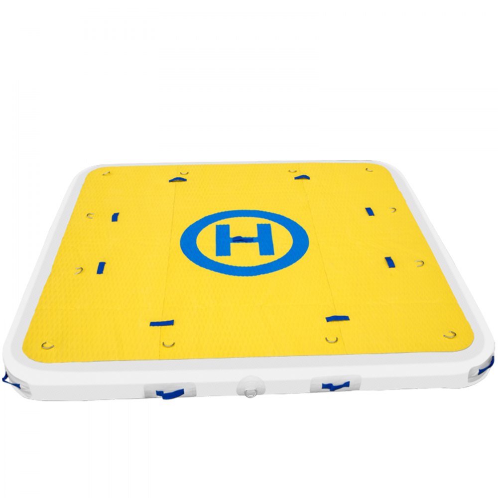 VEVOR Inflatable Dock Floating Platform, 8 x 8 ft, 3-5 Person Capacity, 6 inches Thick, Swim Dock with Hand Pump, Electric Air Pump & Storage Bag, Drop Stitch PVC Non-Slip Raft for Pool Beach Ocean