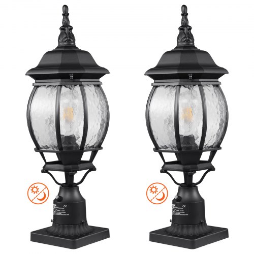VEVOR 2 PCs Dusk to Dawn Outdoor Lamp Post Light Fixture 530 mm Pole Pier Mount