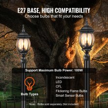 VEVOR 2 PCs Dusk to Dawn Outdoor Lamp Post Light Fixture 530 mm Pole Pier Mount