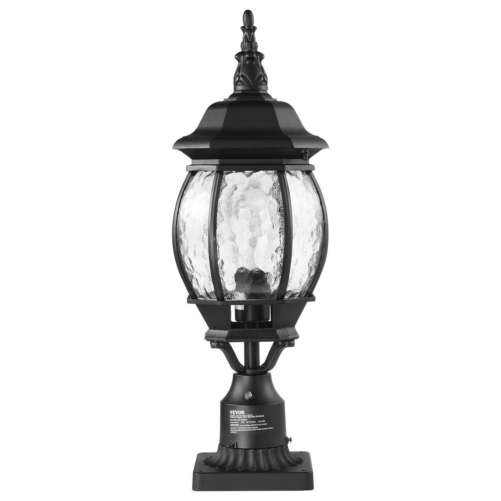 VEVOR 2 Pack Dusk to Dawn Outdoor Post Light, 20.87 in, Waterproof Lamp Post Light Fixtures with 5.5 in Pier Mount Base Glass Shade, Lightning-proof Exterior Pole Column Light for Patio Garden Pathway