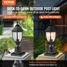 VEVOR 2 buc. Lampă de exterior Dusk to Dawn pentru stâlp de iluminat, 390 mm, montare pe stâlp