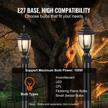 VEVOR 2 υπολογιστές Dusk to Dawn Outdoor Lamp Post Light Fixture 390 mm Pole Pier Mount