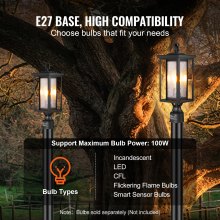 VEVOR 2 υπολογιστές Dusk to Dawn Outdoor Lamp Post Light Fixture 450 mm Pole Pier Mount