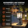 VEVOR 2 υπολογιστές Dusk to Dawn Outdoor Lamp Post Light Fixture 400 mm Pole Pier Mount