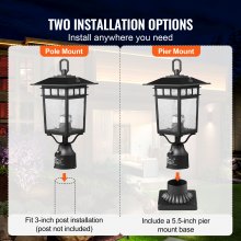 VEVOR 2 PCs Dusk to Dawn Outdoor Lamp Post Light Fixture 400 mm Pole Pier Mount