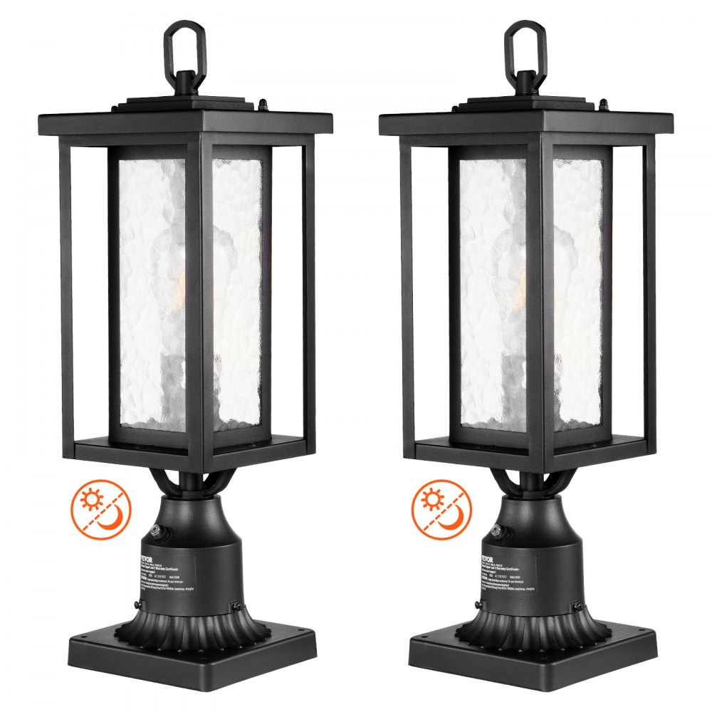 VEVOR 2 PCs Dusk to Dawn Outdoor Lamp Post Light Fixture 17.72in Pole Pier Mount