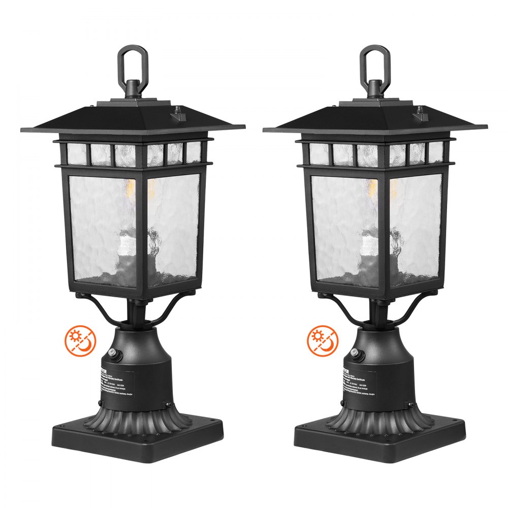 VEVOR 2 PCs Dusk to Dawn Outdoor Lamp Post Light Fixture 15.75in Pole Pier Mount