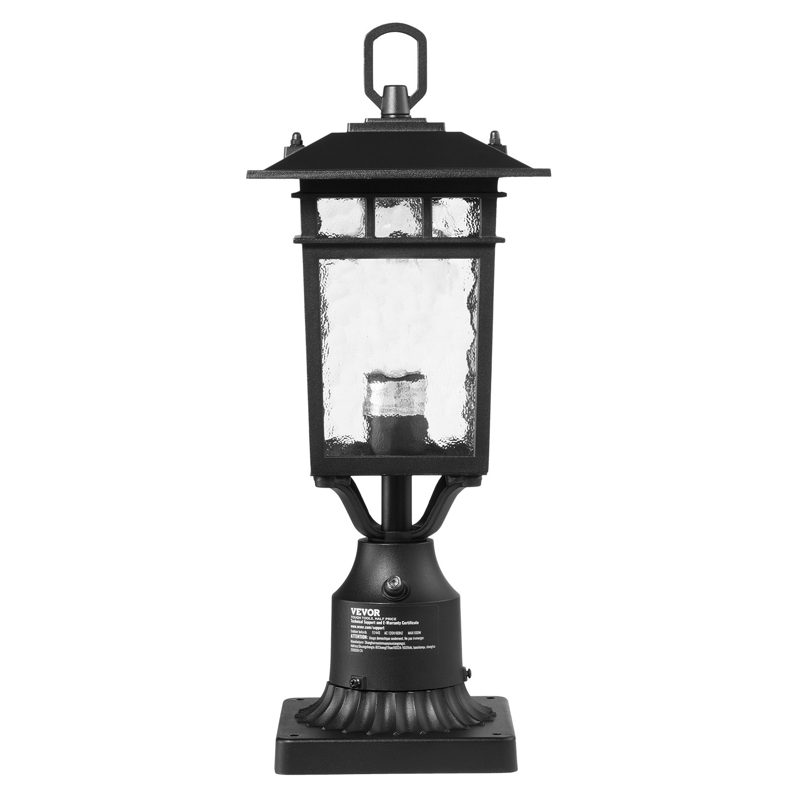 VEVOR 2 Pack Dusk to Dawn Outdoor Post Light, 15.75 in, Waterproof Lamp Post Light Fixtures with 5.5 in Pier Mount Base Glass Shade, Lightning-proof Exterior Pole Column Light for Patio Garden Pathway