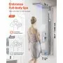 VEVOR Shower Panel Tower System with Rainfall Waterfall Shower Head, LED, 53 in Brushed Stainless Steel Shower Column, 5-Function Faucet, Wall-Mount Rain Massage System, with Handheld, Tub Spout