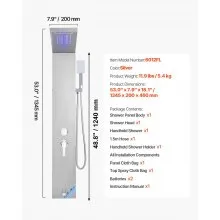 VEVOR Shower Panel Tower System Stainless Steel Column Rainfall Head 5 Modes