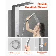 Shower Panel Tower System Stainless Steel Column Rainfall Head Massage Jet 3Mode