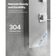Shower Panel Tower System Stainless Steel Column Rainfall Head Massage Jet 3Mode