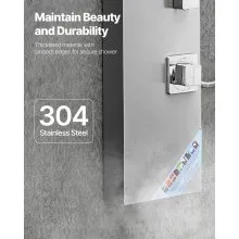Shower Panel Tower System Stainless Steel Column Rainfall Head Massage Jet 3Mode