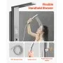 VEVOR Shower Panel Tower System with Rainfall Waterfall Shower Head, 53 in Brushed Stainless Steel Shower Column, 5-Function Faucet, Wall-Mount Rain Massage System with 2 Body Jet, Handheld, Tub Spout