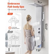 Shower Panel Tower System Stainless Steel Column Rainfall Head Massage Jet 5Mode