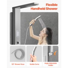 Shower Panel Tower System Stainless Steel Column Rainfall Head Massage Jet 5Mode