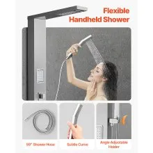 VEVOR Shower Panel Tower System Stainless Steel Column Rainfall Head Massage Jet