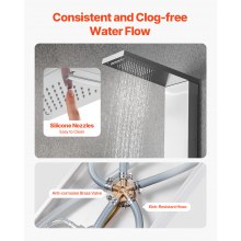 Shower Panel Tower System Stainless Steel Column Rainfall Head Massage Jet 5Mode