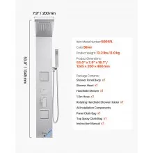 VEVOR Shower Panel Tower System Stainless Steel Column Rainfall Head Massage Jet