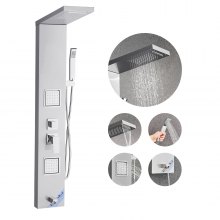 Shower Panel Tower System Stainless Steel Column Rainfall Head Massage Jet 5Mode