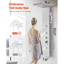Shower Panel Tower System Stainless Steel Column Rainfall Head Massage Jet 5Mode