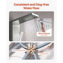 Shower Panel Tower System Stainless Steel Column Rainfall Head Massage Jet 5Mode