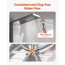 Shower Panel Tower System Stainless Steel Column Rainfall Head Massage Jet 5Mode