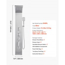 Shower Panel Tower System Stainless Steel Column Rainfall Head Massage Jet 5Mode