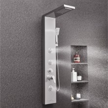 Shower Panel Tower System Stainless Steel Column Rainfall Head Massage Jet 5Mode