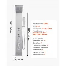VEVOR Shower Panel Tower System Stainless Steel Column Rainfall Head Massage Jet