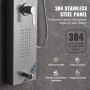 VEVOR Shower Panel System, 5 Shower Modes, LED Shower Panel Tower, Rainfall, Waterfall, 2 Body Massage Jets, Tub Spout, Handheld Shower Head with 59" Hose, Stainless Steel Wall-Mounted Shower Set