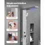 VEVOR Shower Panel Tower System with Rainfall Waterfall Shower Head, LED, 53 in Brushed Stainless Steel Shower Column, 5-Function Faucet, Wall-Mount Rain Massage System, with Handheld and Tub Spout