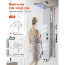 VEVOR Shower Panel Tower System Stainless Steel Column Rainfall Head 5 Modes