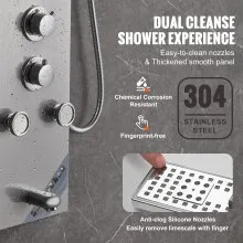 VEVOR Shower Panel System, 6 Shower Modes, LED & Screen Hydroelectricity Shower Panel Tower, Rainfall, Waterfall, 5 Massage Jets, Tub Spout, Handheld Shower, Stainless Steel Wall-Mounted Shower Set