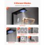 VEVOR Shower Panel Tower System with Rainfall Shower Head, LED, 53 in Brushed Stainless Steel Shower Column, 6-Function Faucet, Wall-Mount Rain Massage System with 5 Body Jets, Handheld, Tub Spout