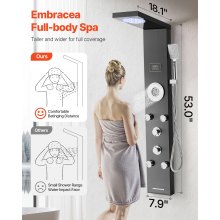 Shower Panel Tower System Stainless Steel Column Rainfall Head Massage Jet 6Mode