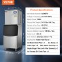 Máquina de hielo comercial VEVOR de 360 libras/24 horas y depósito de almacenamiento de 222 libras con autolimpieza automática